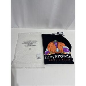 Vineyard Vines‎ Black Boos & Booze Pumpkin Halloween Pocket LS Shirt Sz M NWT